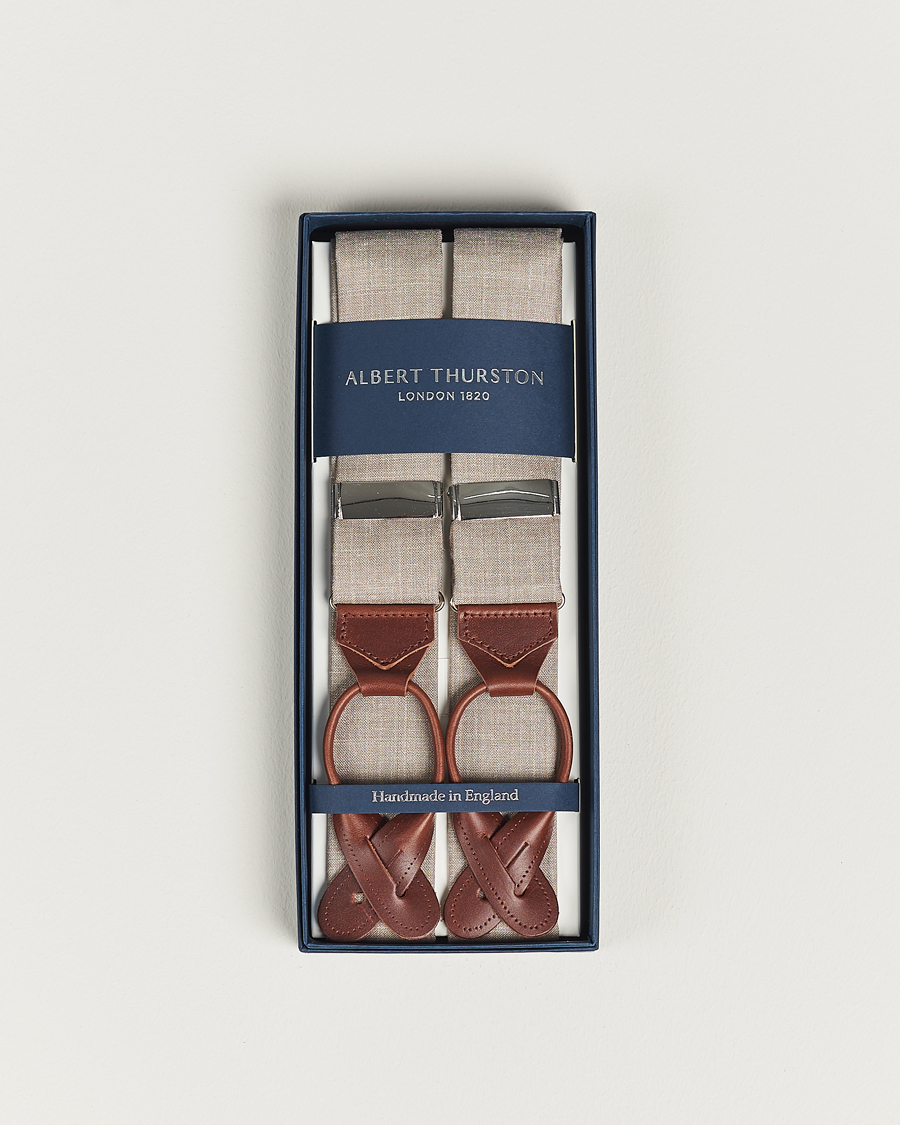 Herre | Albert Thurston Linen Braces Beige | Albert Thurston | Linen Braces Beige