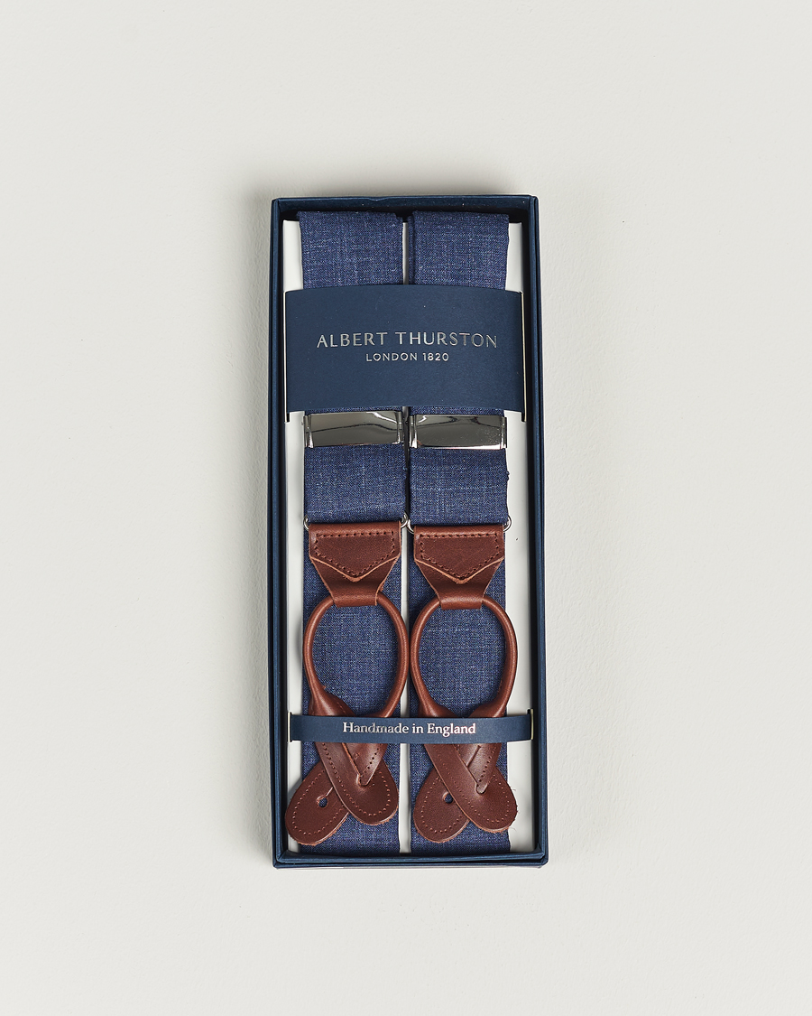 Herre | Albert Thurston Linen Braces Blue | Albert Thurston | Linen Braces Blue
