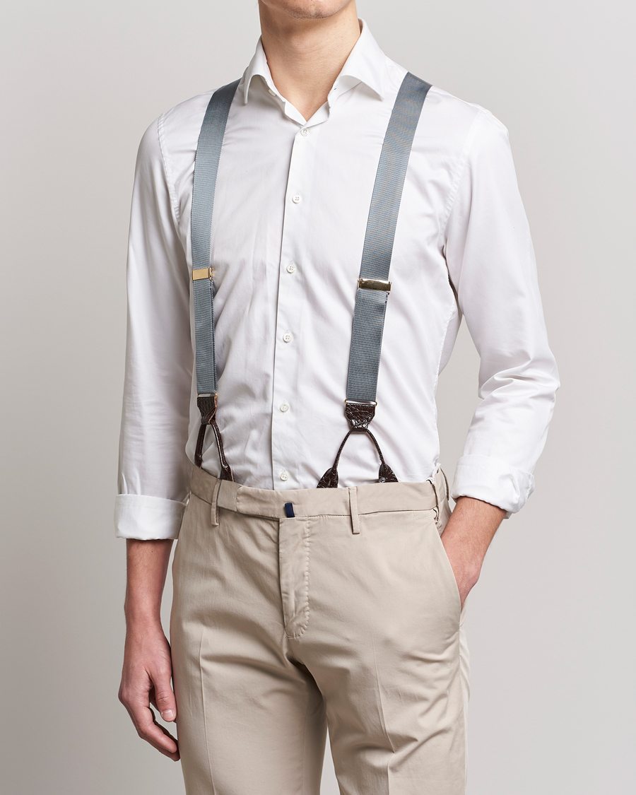 Herre | Seler | Albert Thurston | Elastic Ribbed Rigid Braces 35mm Dove Grey