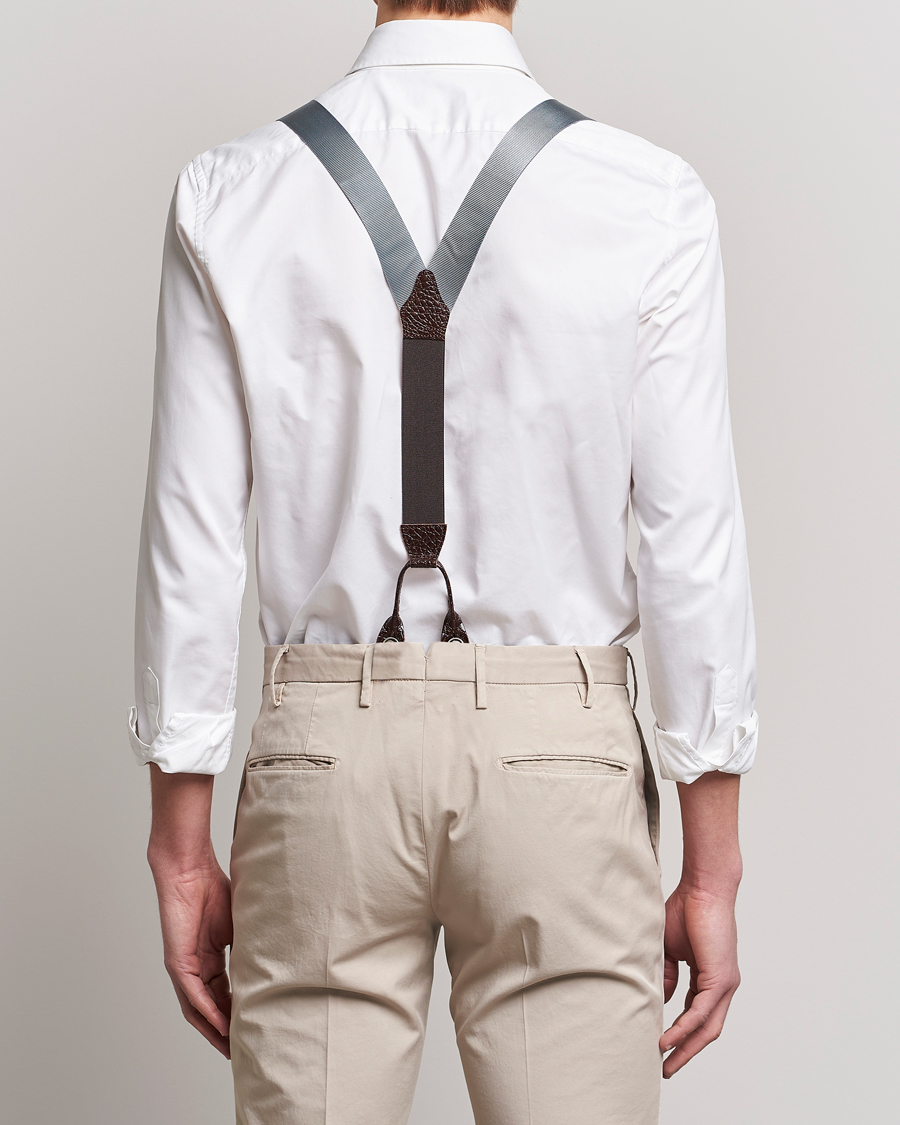 Herre | Seler | Albert Thurston | Elastic Ribbed Rigid Braces 35mm Dove Grey