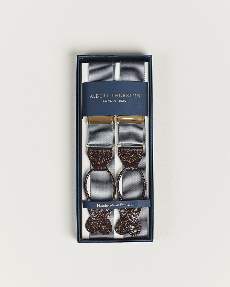 Herre | Seler | Albert Thurston | Elastic Ribbed Rigid Braces 35mm Dove Grey