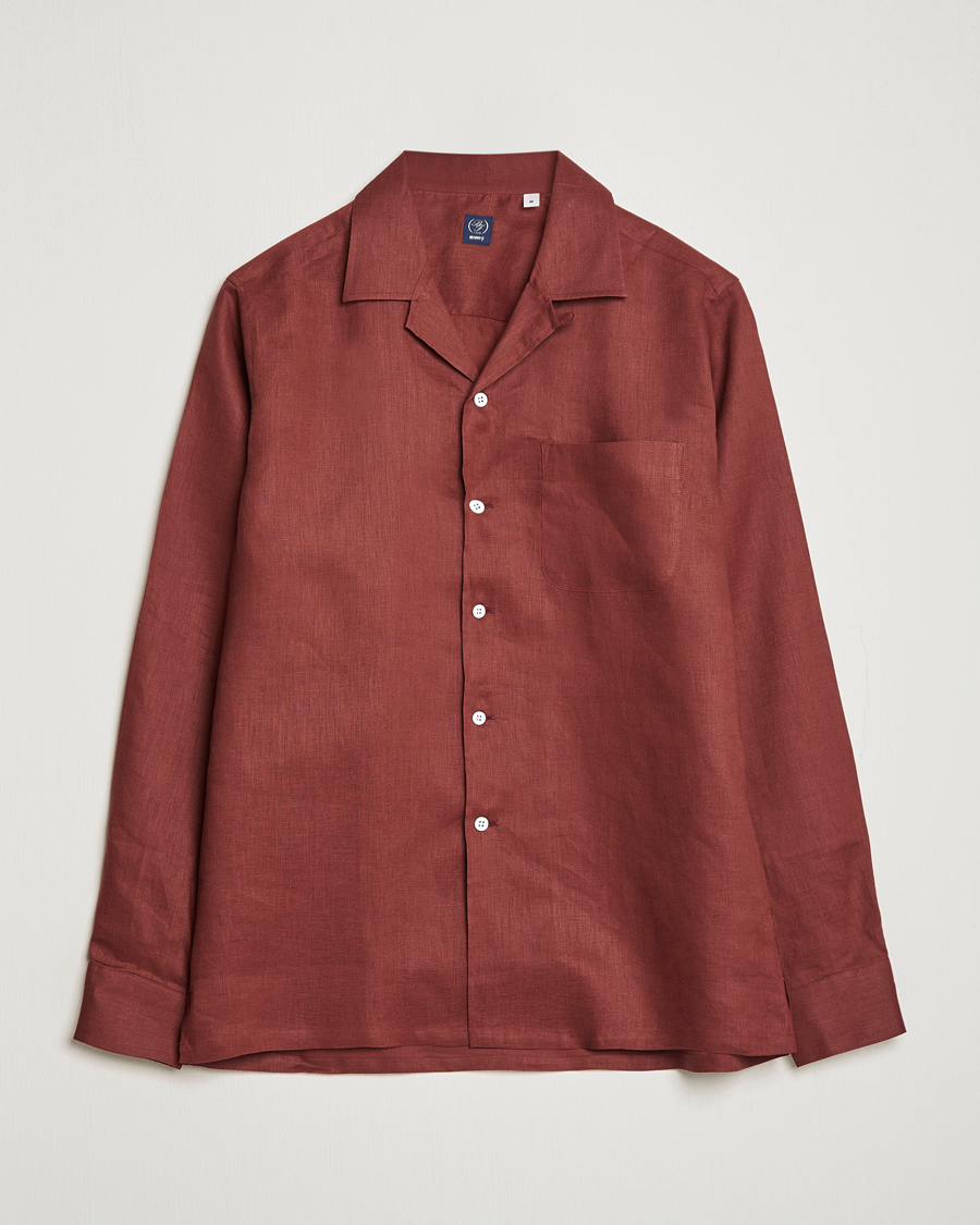 Herre | Skjorter | Beams F | Relaxed Linen Shirt Brick