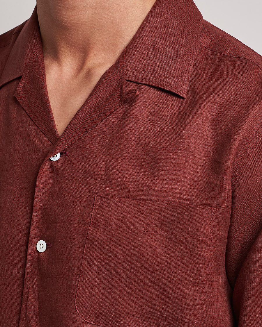 Herre | Skjorter | Beams F | Relaxed Linen Shirt Brick