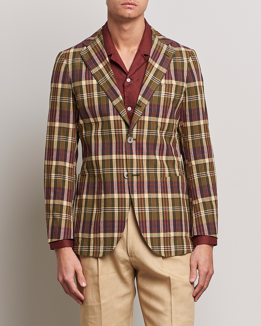 Herre | Bomuldsblazer | Beams F | Patch Pocket Blazer Dark Brown Madras