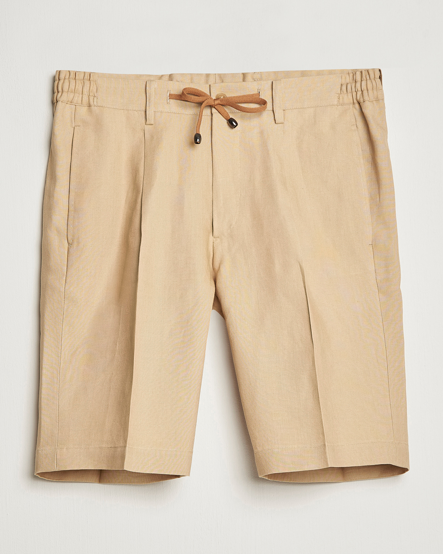 Herre | Shorts | Beams F | Pleated Linen Shorts Khaki