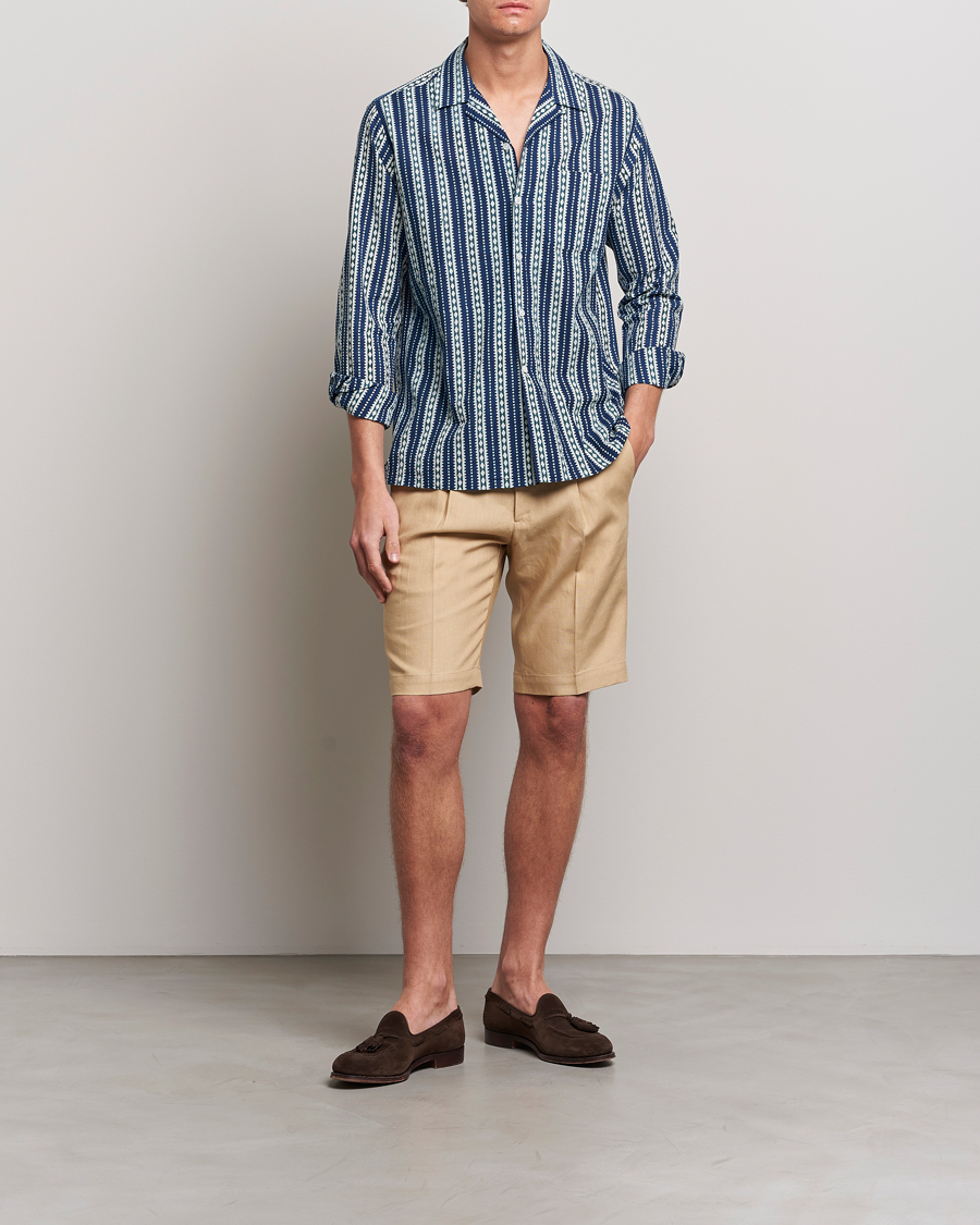 Herre | Shorts | Beams F | Pleated Linen Shorts Khaki