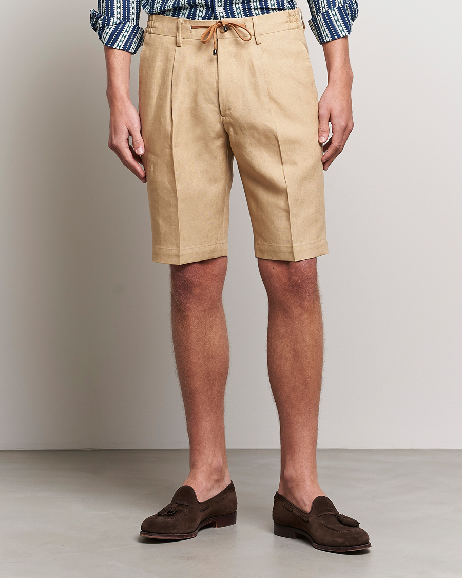 Herre | Japanese Department | Beams F | Pleated Linen Shorts Khaki