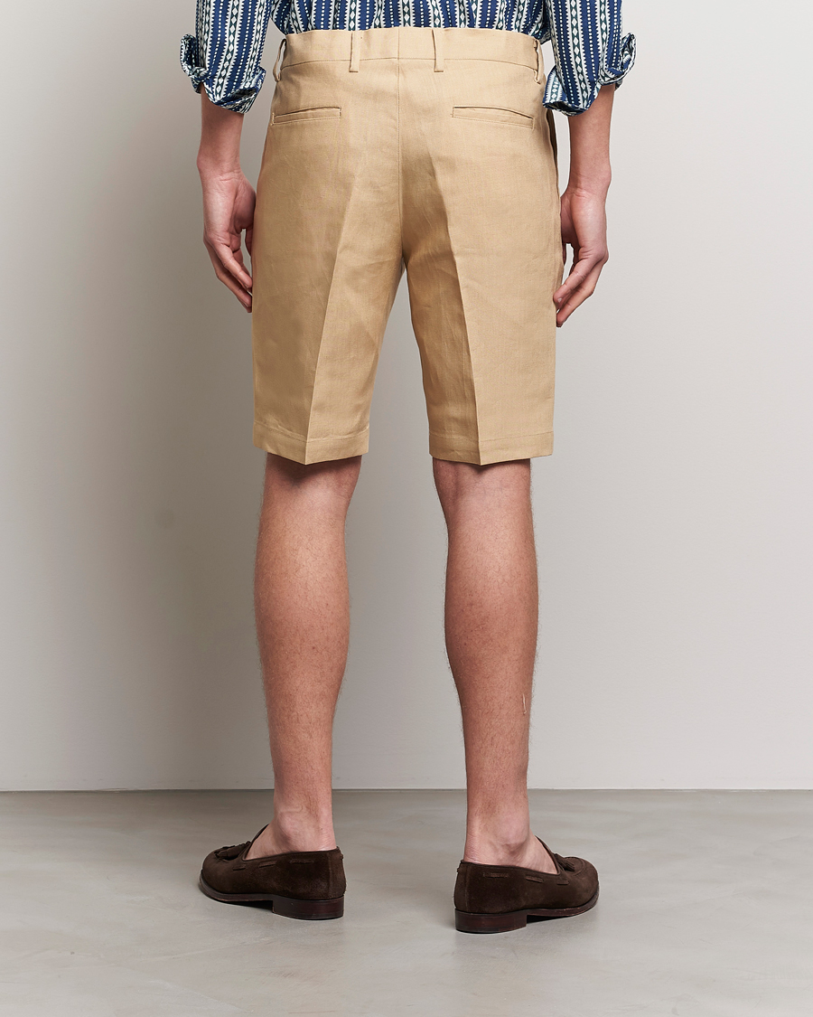 Herre | Shorts | Beams F | Pleated Linen Shorts Khaki