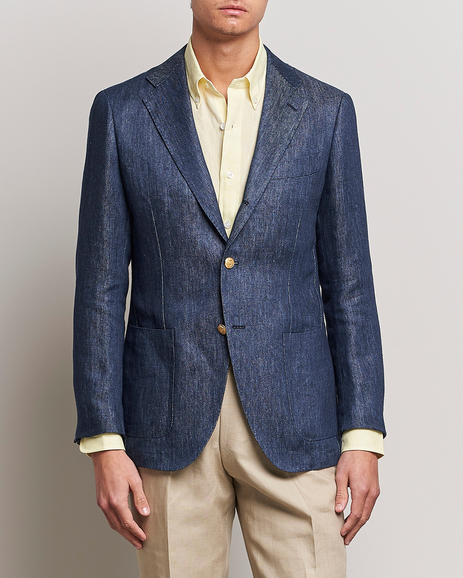 Herre | Blazere & jakker | Beams F | Patch Pocket Linen Blazer Indigo