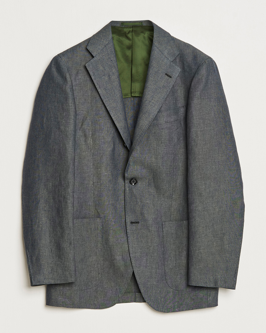 Herre | Blazere & jakker | Beams F | Patch Pocket Linen Blazer Petroleum Blue