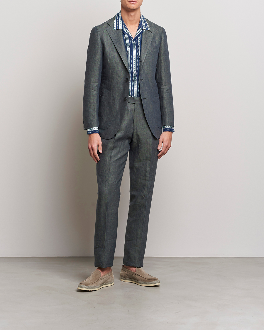 Herre | Blazere & jakker | Beams F | Patch Pocket Linen Blazer Petroleum Blue