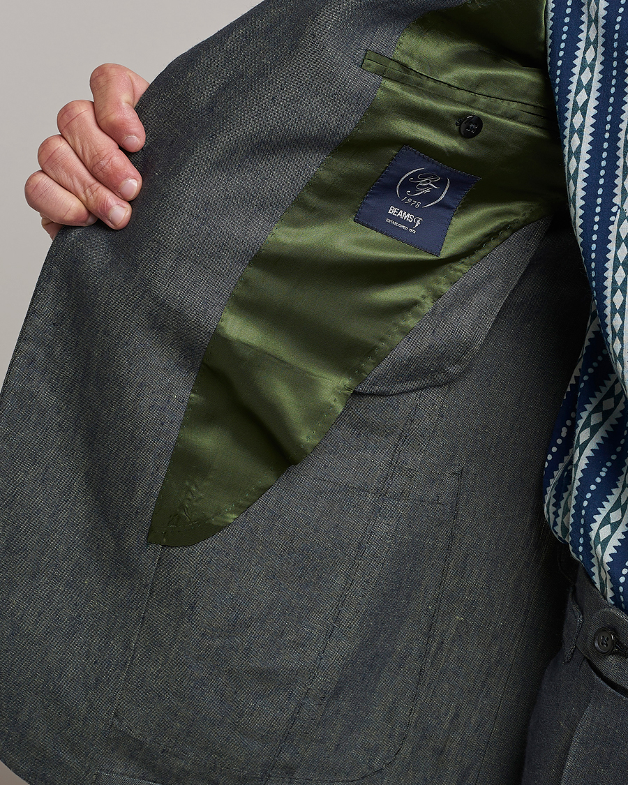 Herre | Blazere & jakker | Beams F | Patch Pocket Linen Blazer Petroleum Blue