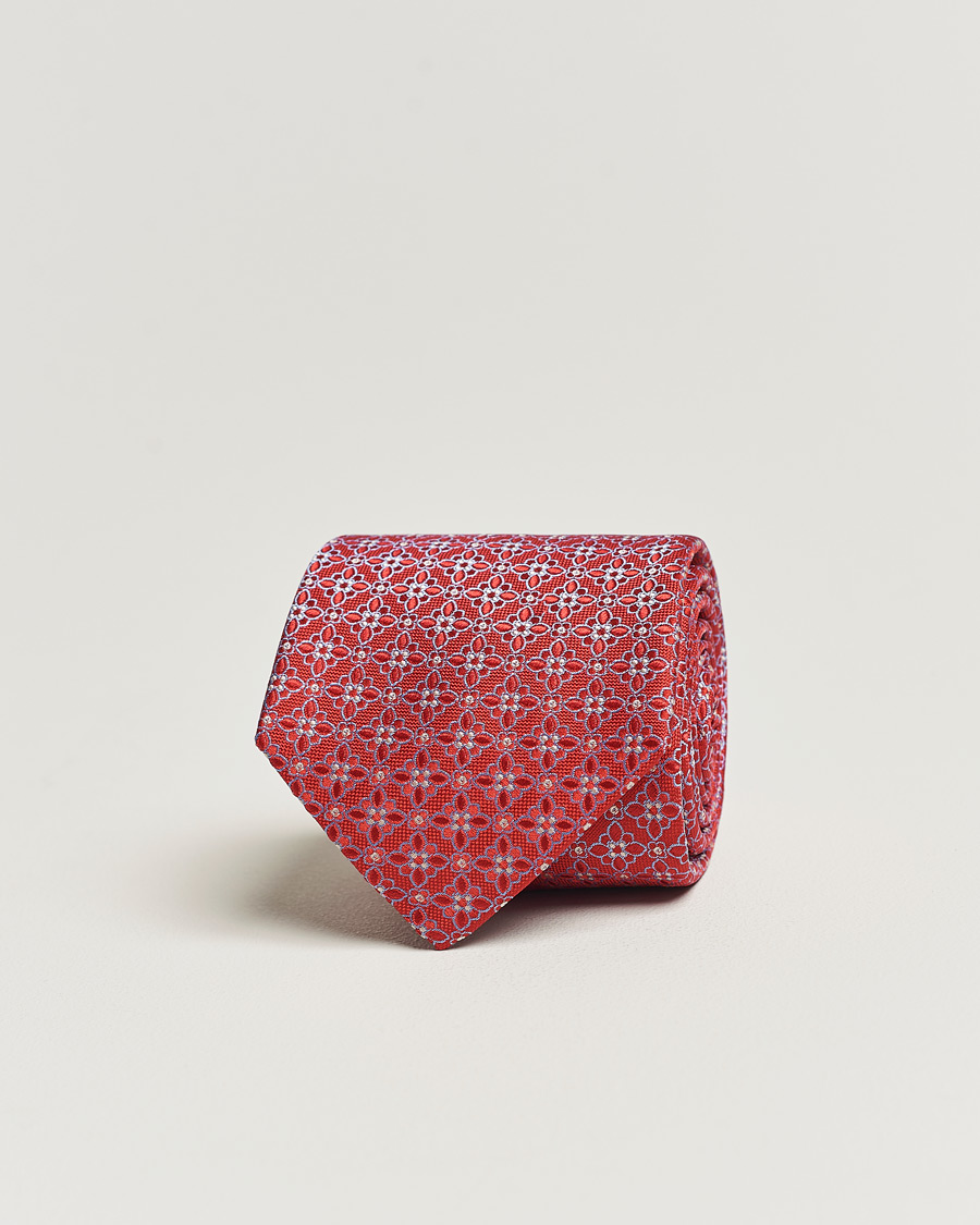 Herre | Eton Silk Printed Flower Tie Red | Eton | Silk Printed Flower Tie Red