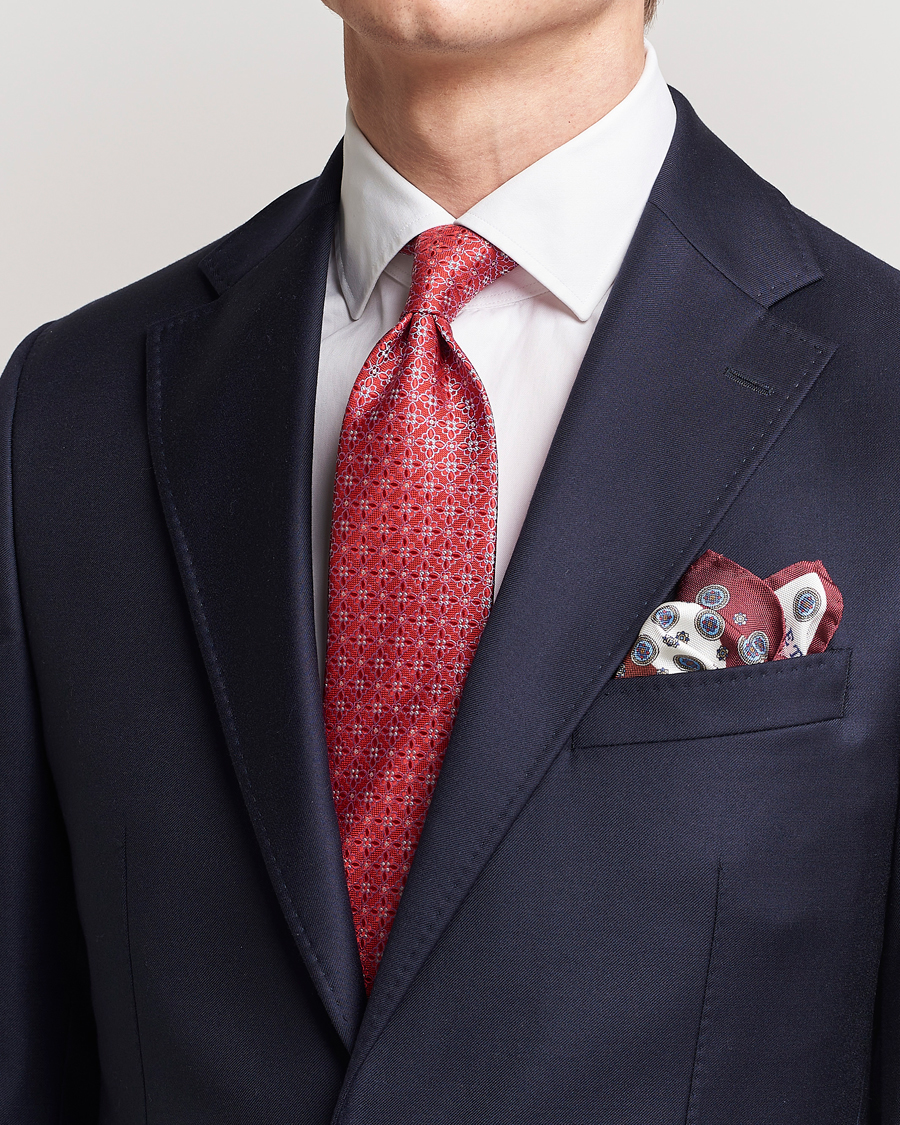 Herre |  | Eton | Silk Printed Flower Tie Red