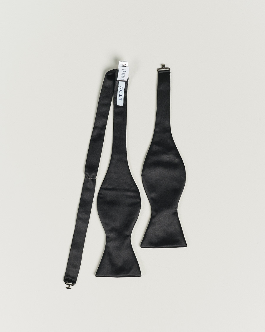 Herre | Eton Self-Tie Silk Bow Tie Black | Eton | Self-Tie Silk Bow Tie Black