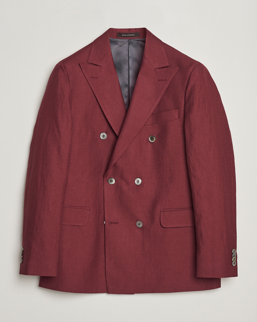 Herre | Blazere & jakker | Oscar Jacobson | Farris Double Breasted Linen Blazer Moon Red