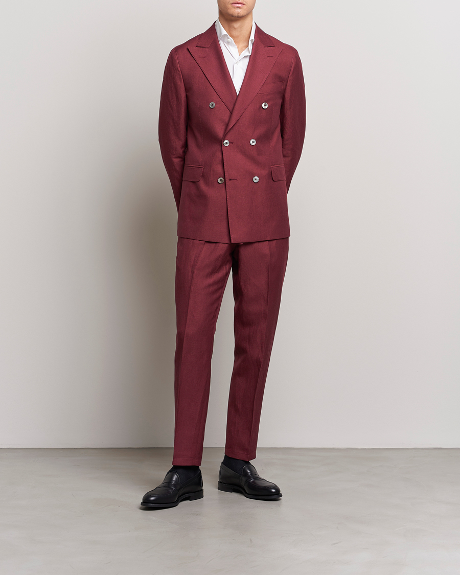 Herre | Blazere & jakker | Oscar Jacobson | Farris Double Breasted Linen Blazer Moon Red