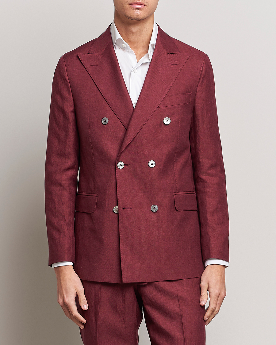 Herre | Blazere & jakker | Oscar Jacobson | Farris Double Breasted Linen Blazer Moon Red
