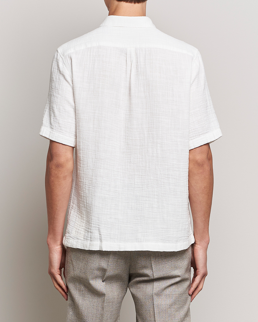 Herre | Skjorter | Oscar Jacobson | Regular Fit City Crepe Linen Shirt Off White