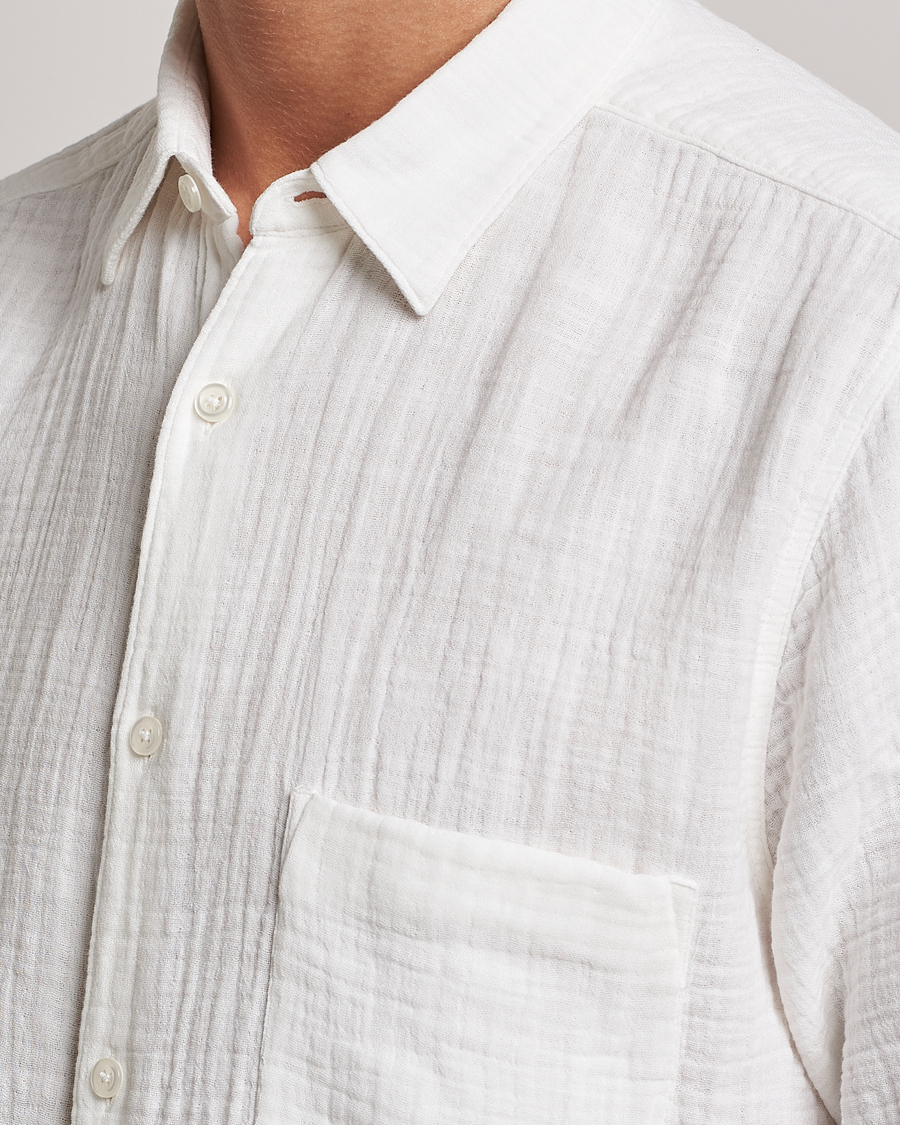 Herre | Skjorter | Oscar Jacobson | Regular Fit City Crepe Linen Shirt Off White
