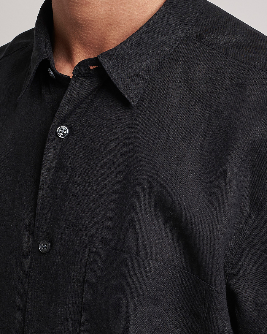Herre | Skjorter | Oscar Jacobson | Regular Fit City Signature Linen Shirt Black