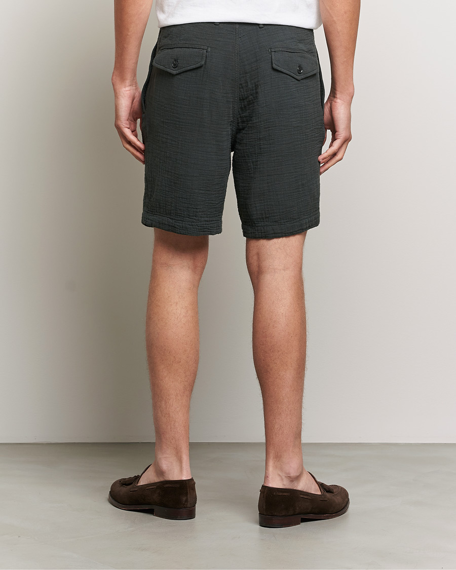 Herre | Shorts | Oscar Jacobson | Tanker Pleated Crepe Cotton Shorts Green