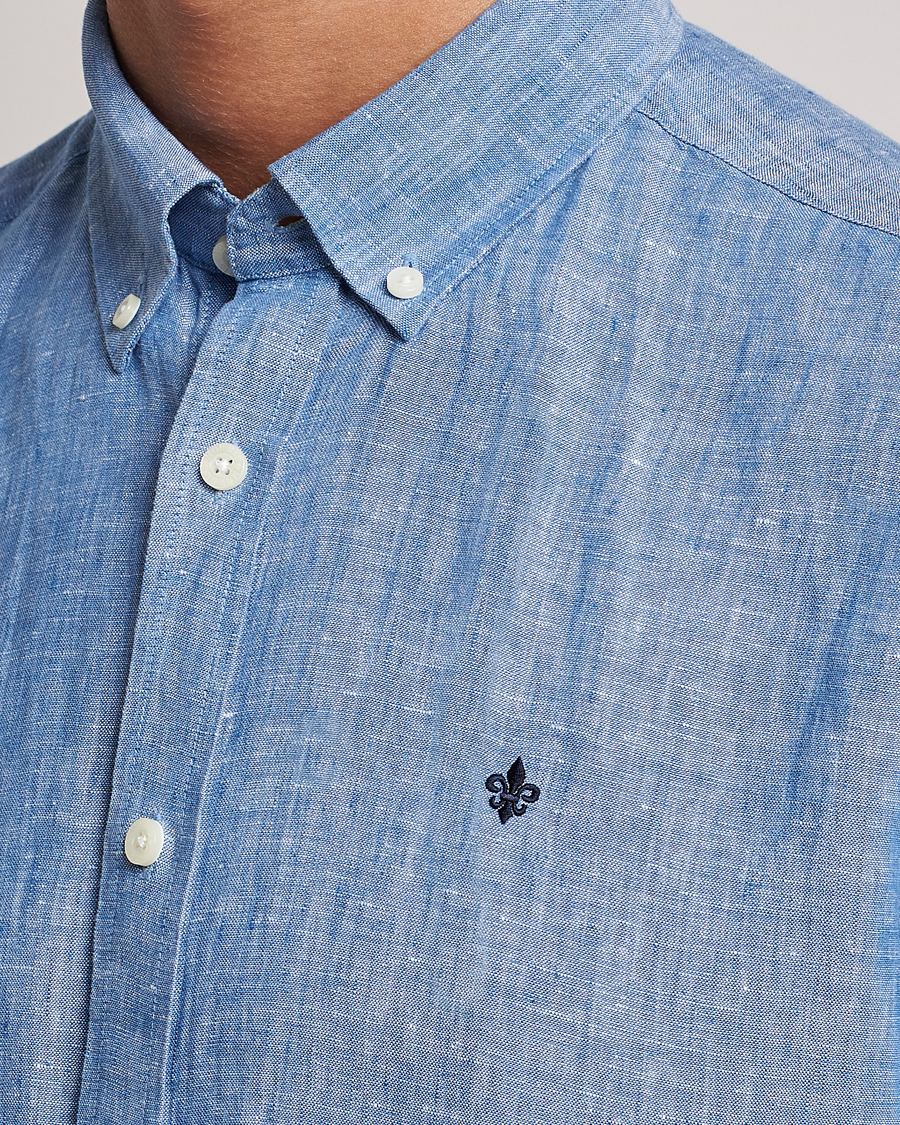 Herre | Skjorter | Morris | Douglas Linen Short Sleeve Shirt Blue