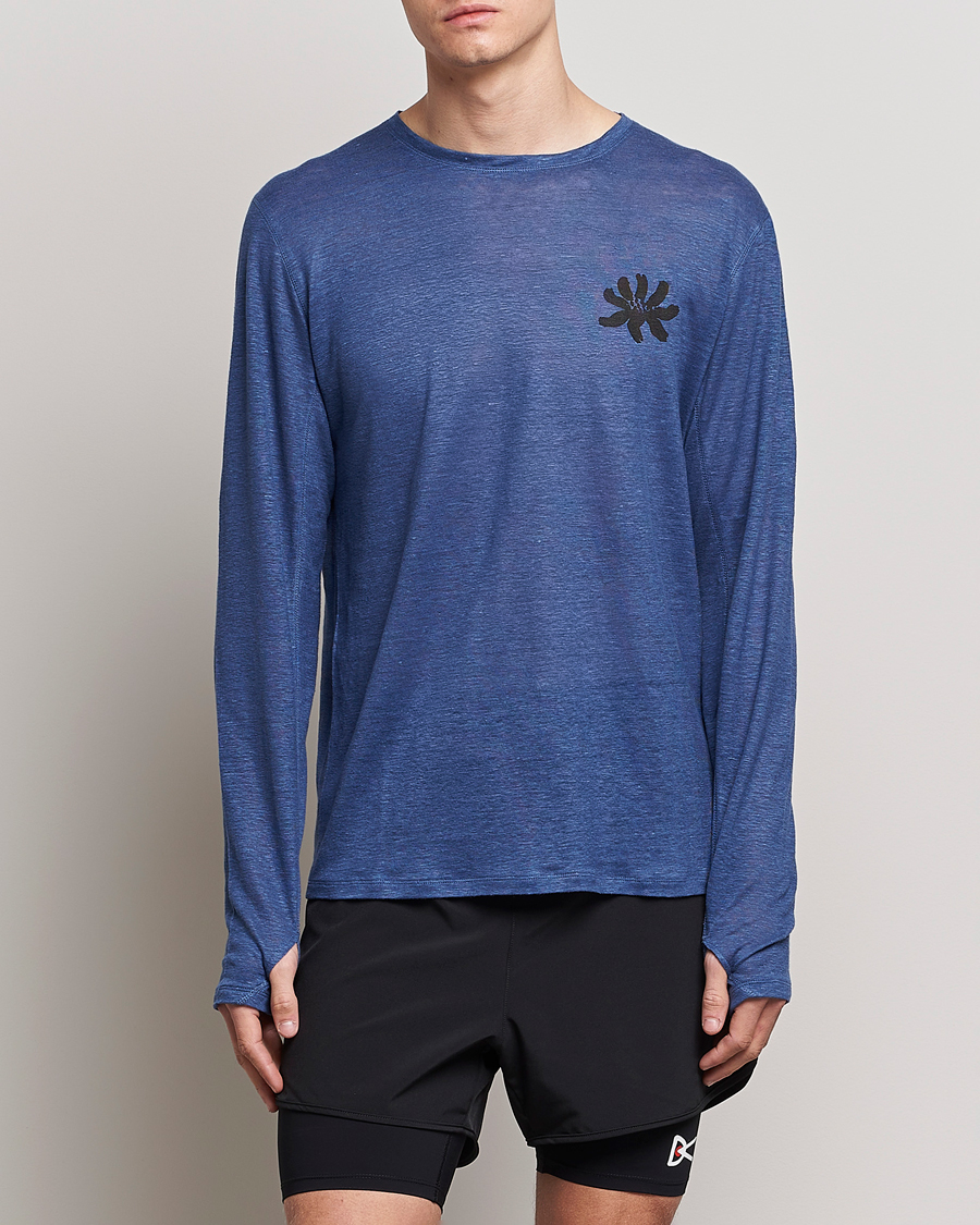 Herre | Langærmede t-shirts | District Vision | Suhka Hemp Long Sleeve T-Shirt Ocean Blue