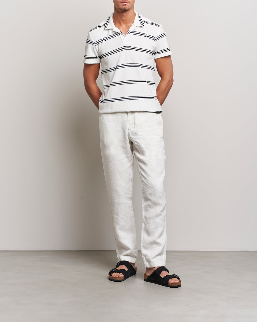 Herre | Polotrøjer | Orlebar Brown | Terry Classic Twin Stripe Polo White/Night Iris