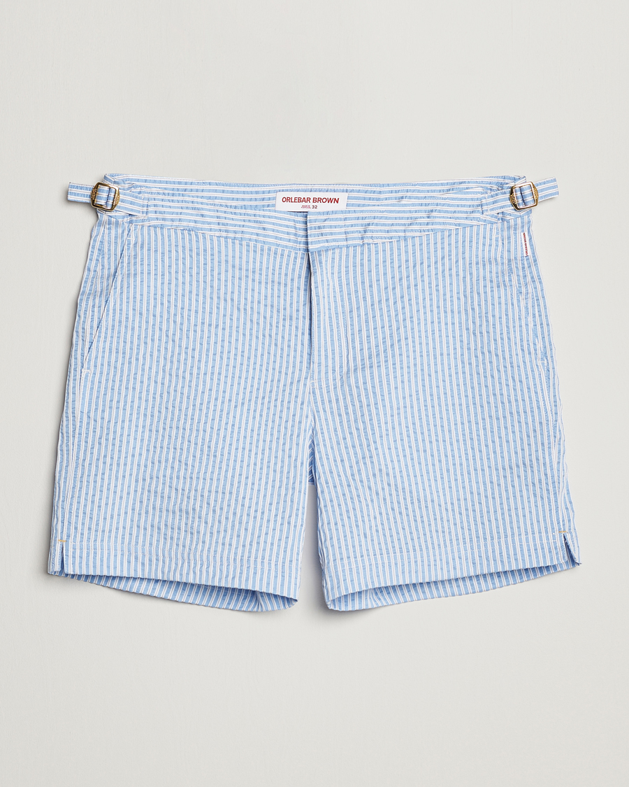 Herre | Badebukser | Orlebar Brown | Bulldog Classic Stripe Swimshorts White/Light Island Sky