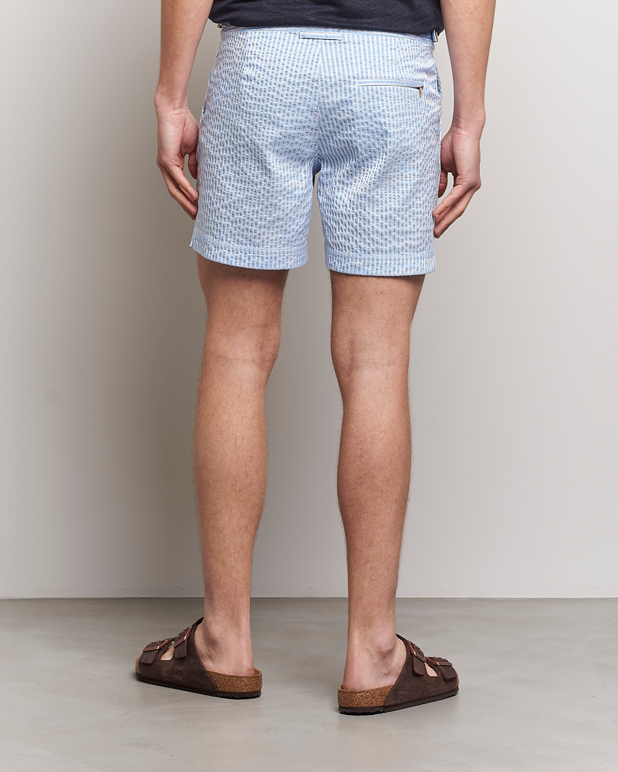 Herre | Badebukser | Orlebar Brown | Bulldog Classic Stripe Swimshorts White/Light Island Sky