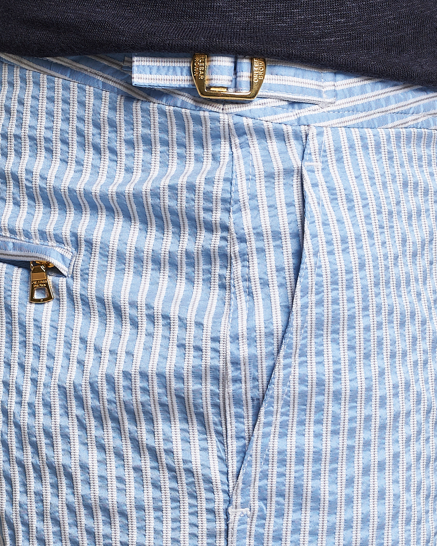 Herre | Badebukser | Orlebar Brown | Bulldog Classic Stripe Swimshorts White/Light Island Sky