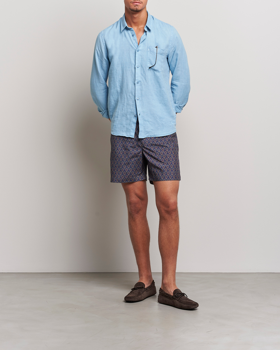 Herre | Badebukser | Orlebar Brown | Bulldog Sunny Deco Printed Swimshorts Midnight Navy