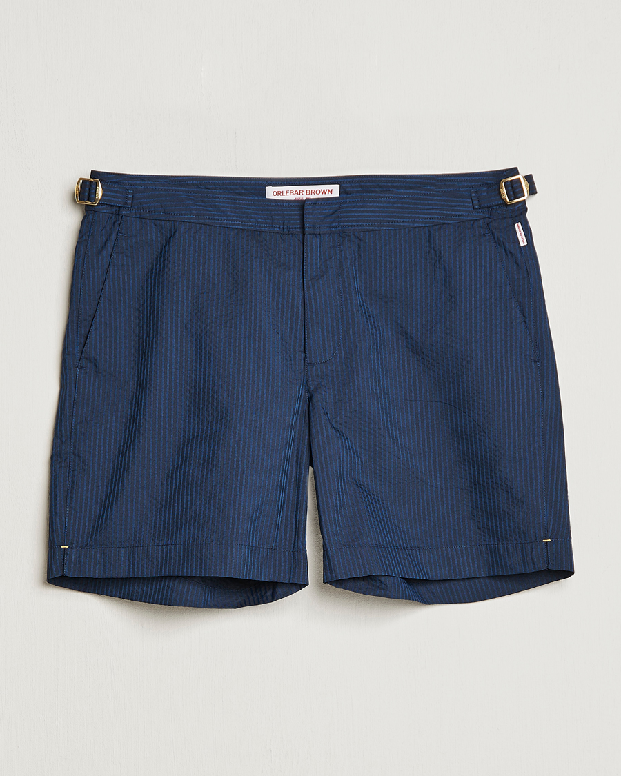 Herre | Badebukser | Orlebar Brown | Bulldog Tonal Seersucker Swimshorts Night Iris