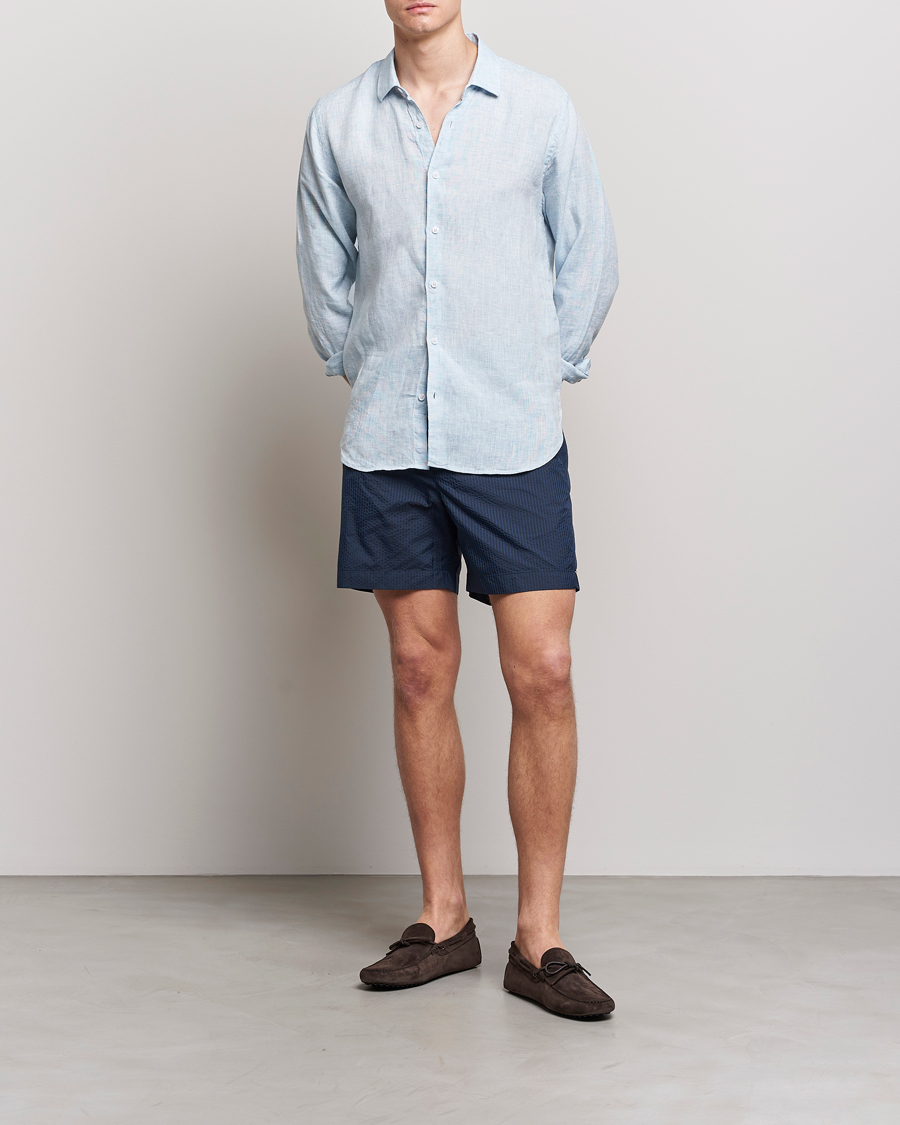 Herre | Badebukser | Orlebar Brown | Bulldog Tonal Seersucker Swimshorts Night Iris