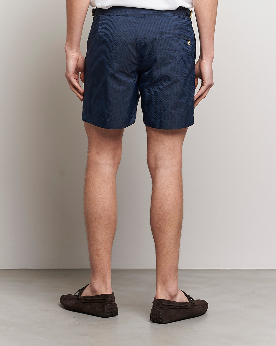 Herre | Badebukser | Orlebar Brown | Bulldog Tonal Seersucker Swimshorts Night Iris