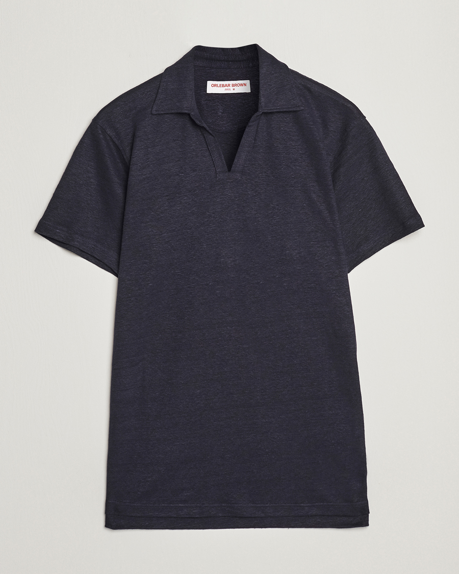 Herre | Polotrøjer | Orlebar Brown | Felix Placket Short Sleeve Linen Polo Night Iris