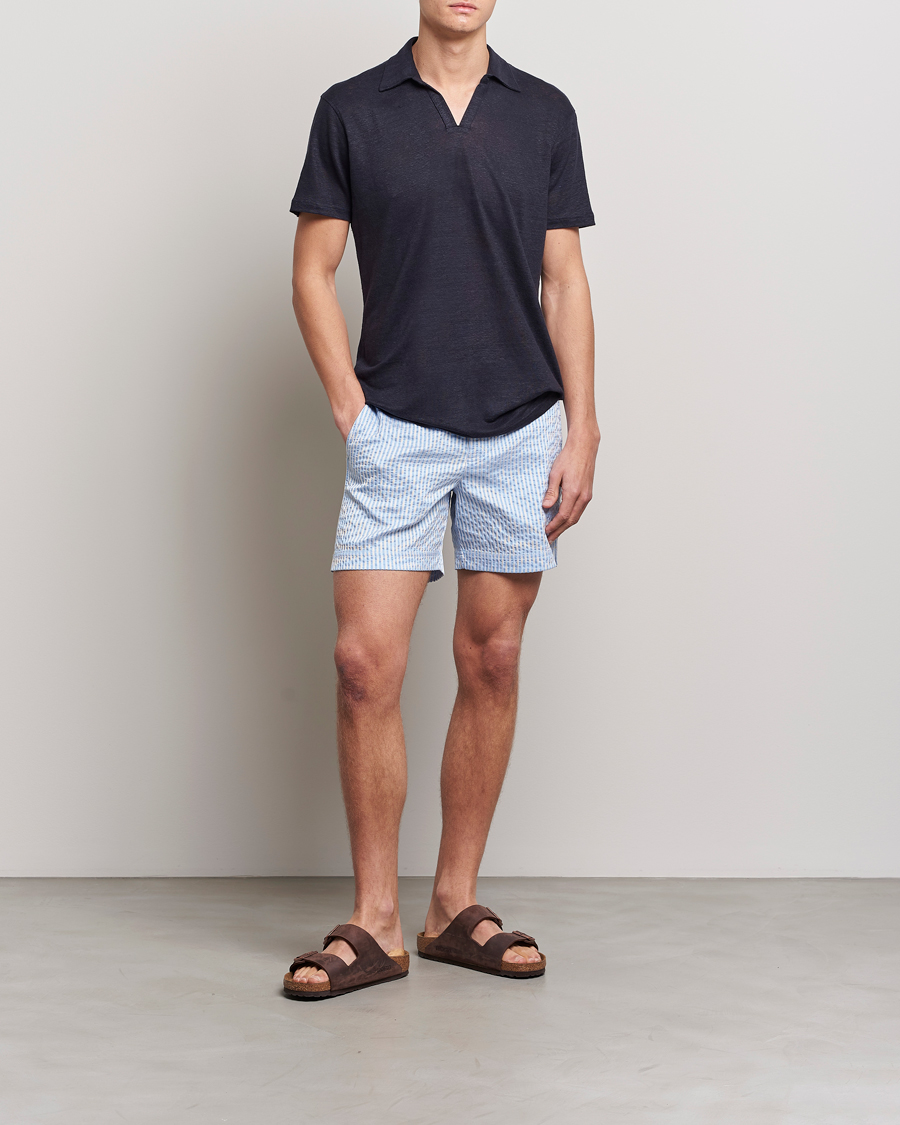 Herre | Polotrøjer | Orlebar Brown | Felix Placket Short Sleeve Linen Polo Night Iris