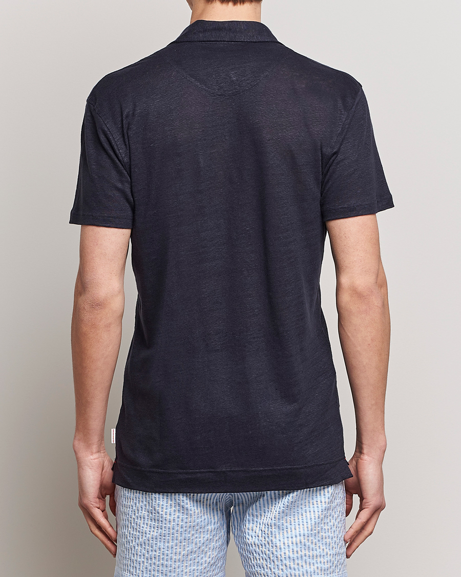 Herre | Polotrøjer | Orlebar Brown | Felix Placket Short Sleeve Linen Polo Night Iris
