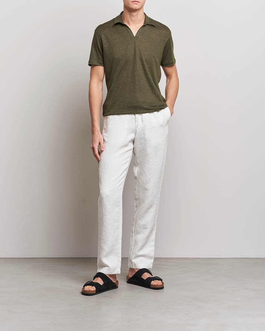 Herre | Polotrøjer | Orlebar Brown | Felix Placket Short Sleeve Linen Polo Palm