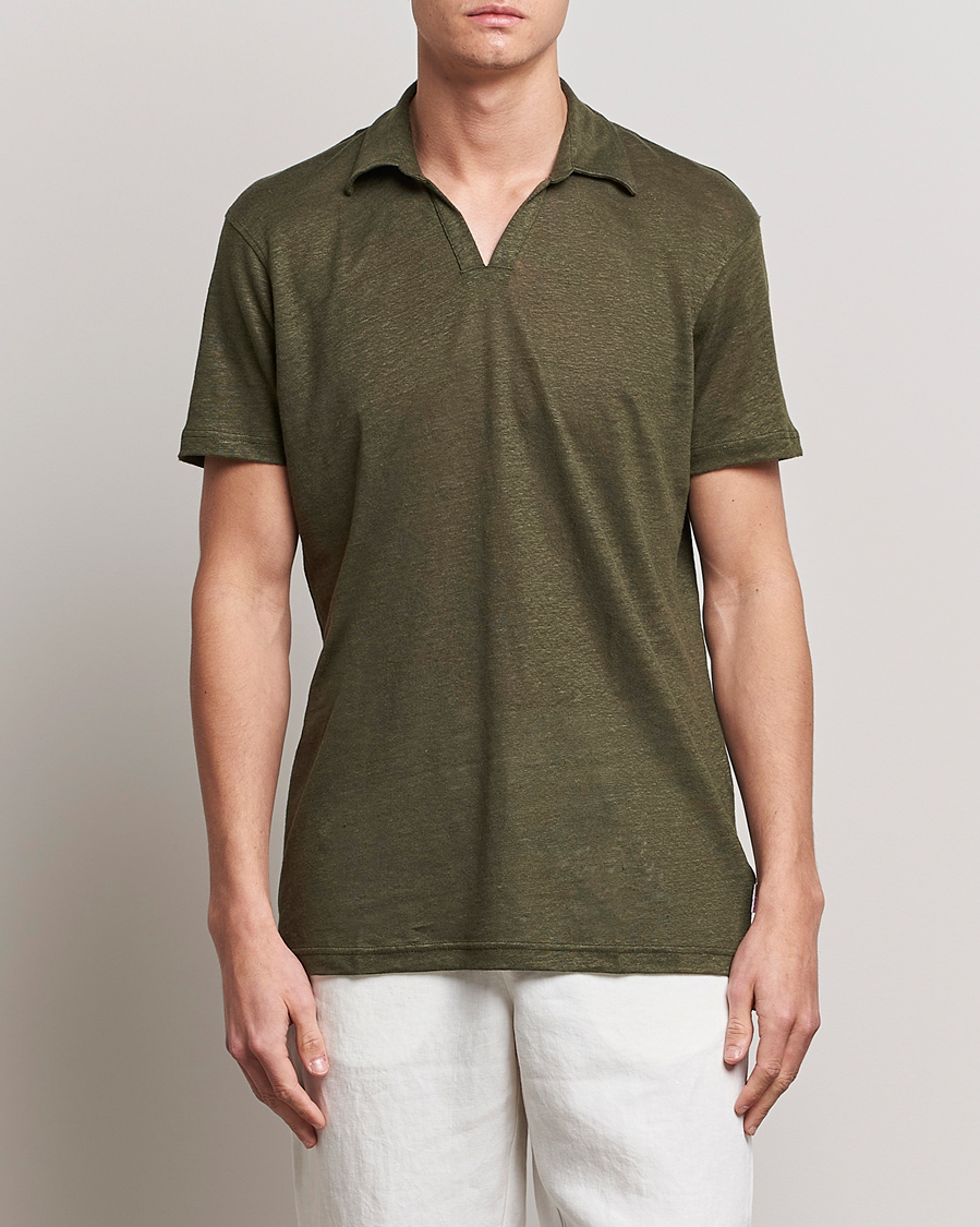 Herre | Polotrøjer | Orlebar Brown | Felix Placket Short Sleeve Linen Polo Palm