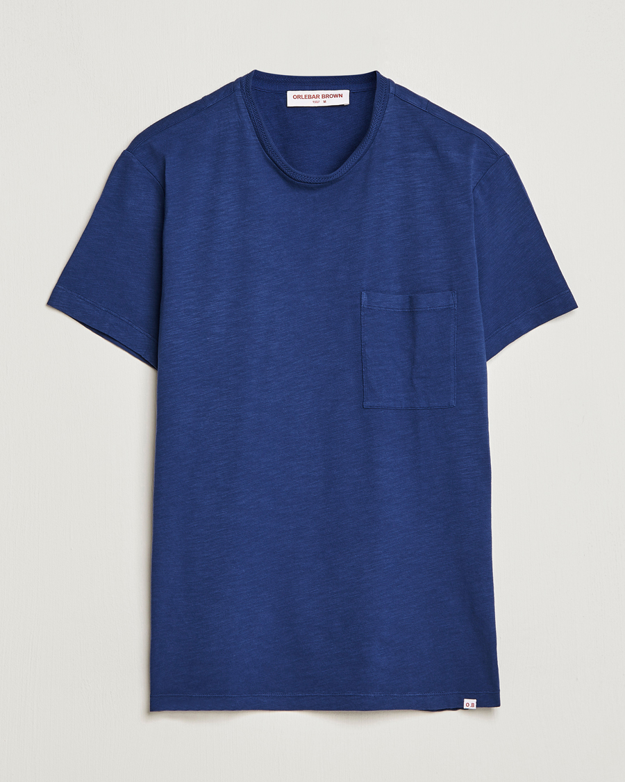 Herre | T-Shirts | Orlebar Brown | OB Classic Garment Dyed Cotton T-Shirt Lagoon Blue