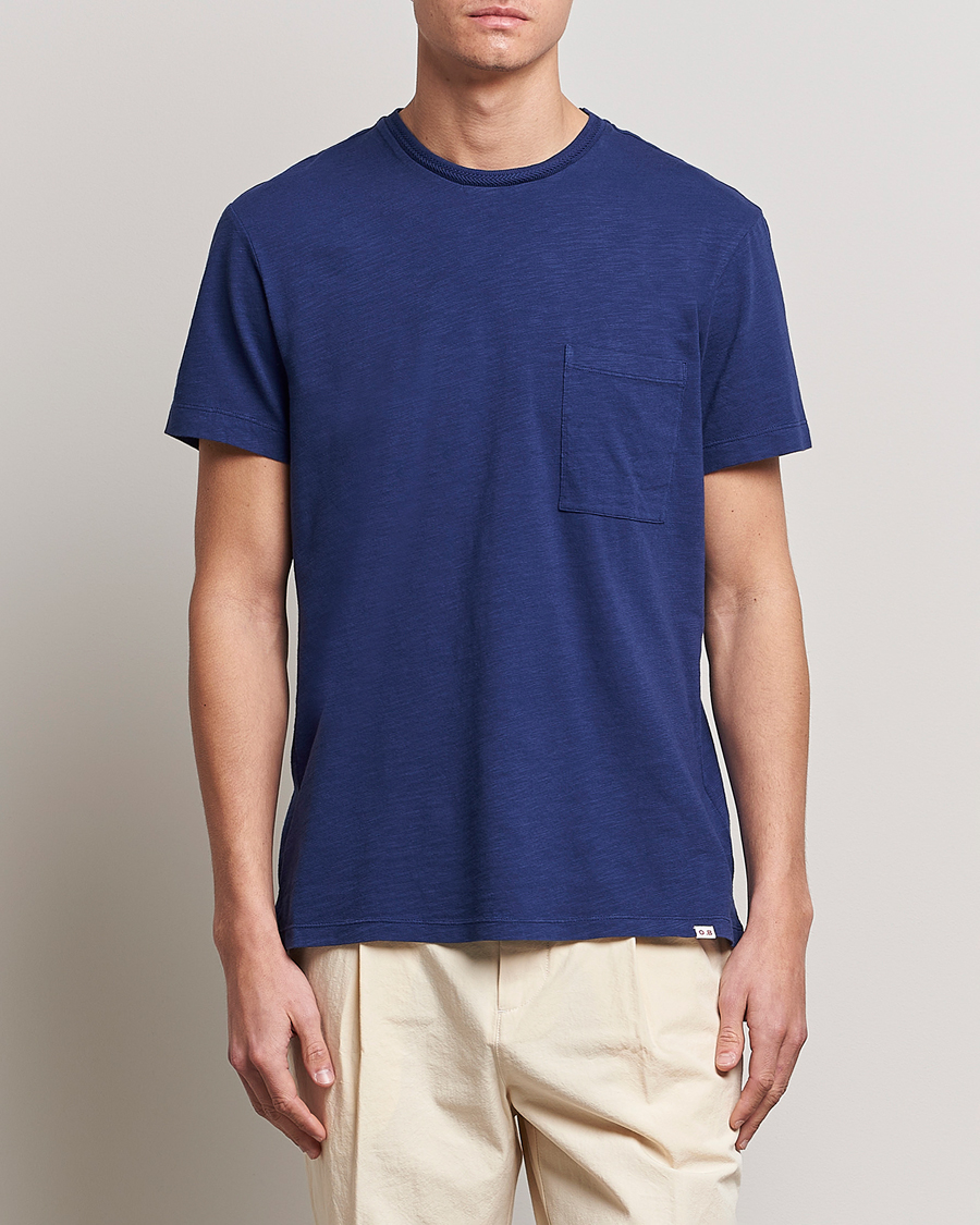 Herre | T-Shirts | Orlebar Brown | OB Classic Garment Dyed Cotton T-Shirt Lagoon Blue