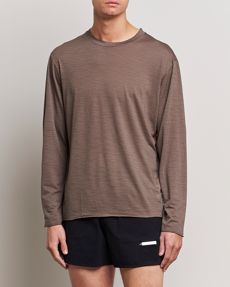 Herre | T-Shirts | Satisfy | CloudMerino Long Tee  Warm Stone