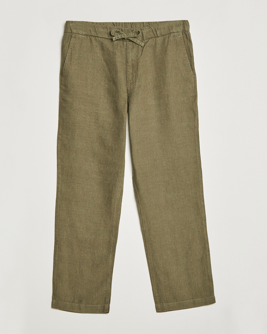 Herre | Bukser | NN07 | Keith Drawstring Linen Trousers Army