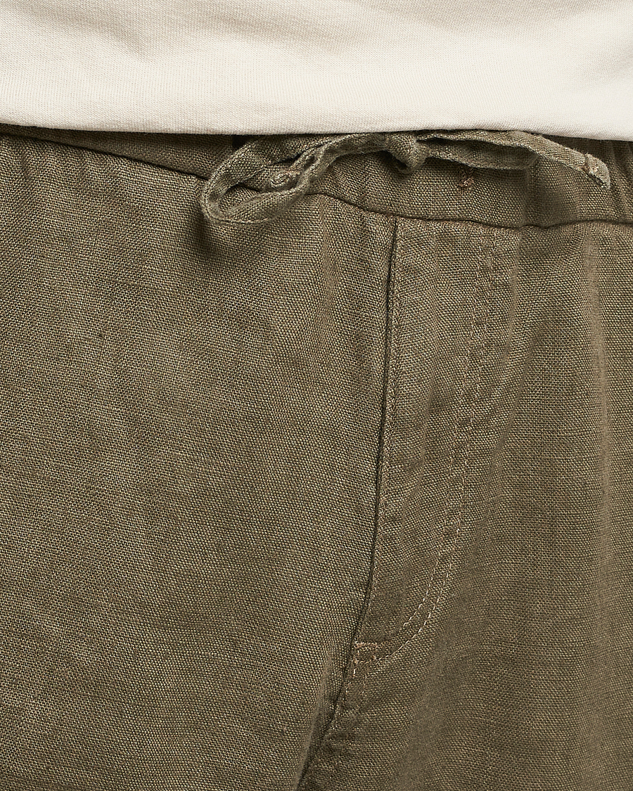 Herre | Bukser | NN07 | Keith Drawstring Linen Trousers Army
