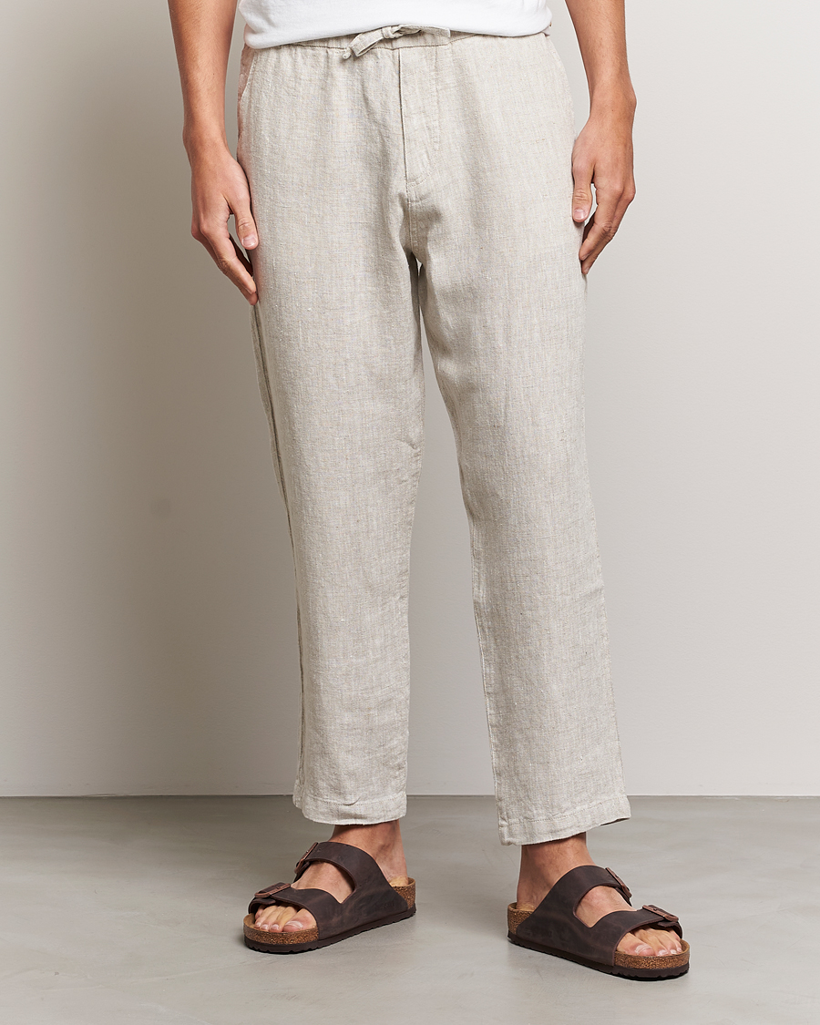 Herre | The linen lifestyle | NN07 | Keith Drawstring Linen Trousers Oat