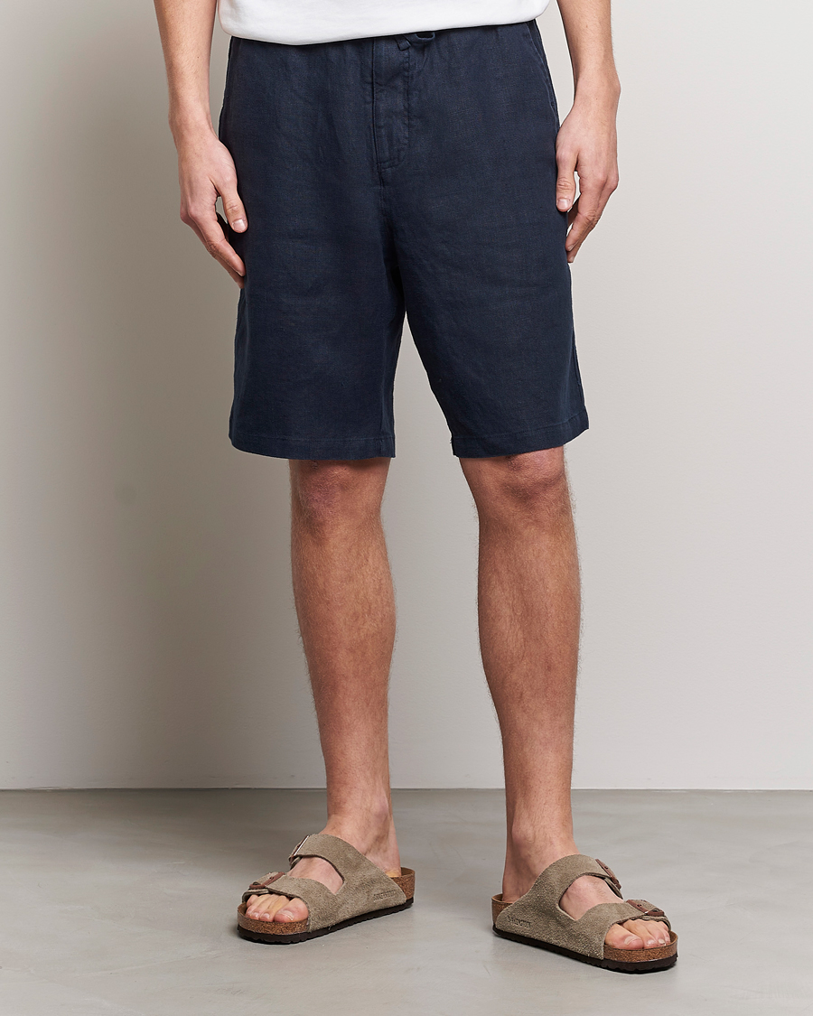 Herre | Shorts | NN07 | Keith Drawstring Linen Shorts Navy