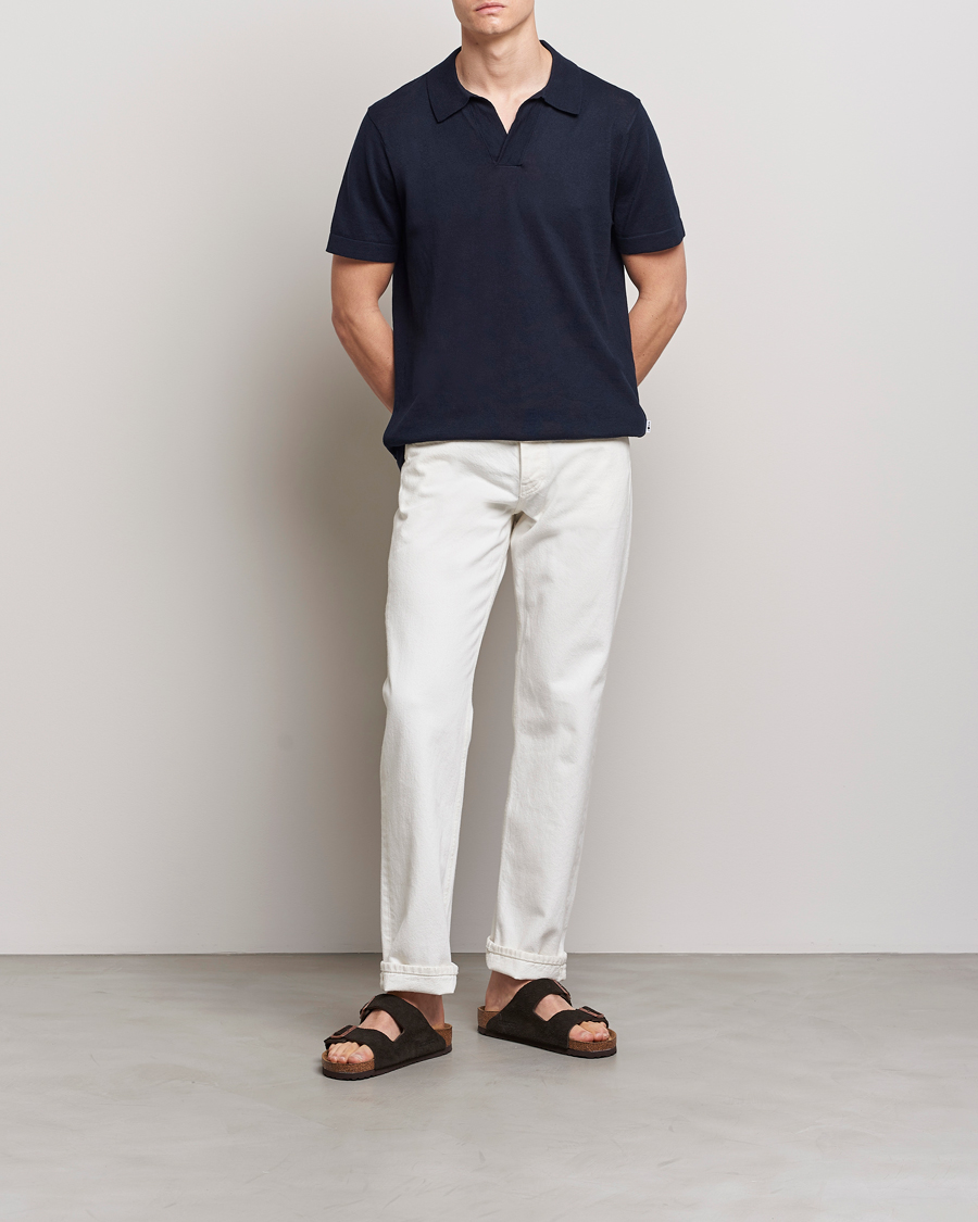 Herre | Polotrøjer | NN07 | Ryan Cotton/Linen Polo Navy Blue