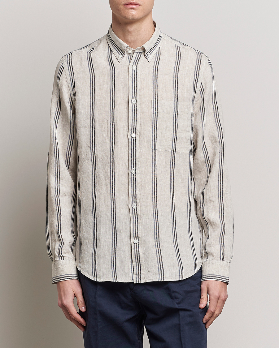 Herre |  | NN07 | Arne Strinped Linen Shirt Oat